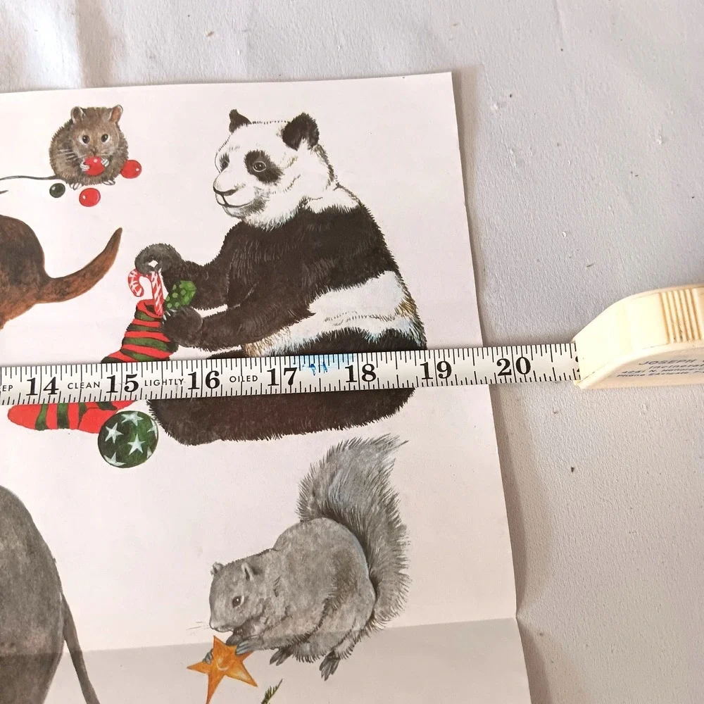 G‎ Gordon Fraser Christmas Gift Wrap Animals Elephant Panda Koala 20x28 Vintage